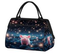 Pink Pig Borsa da palestra per uomini e donne, animali sotto le stelle, da viaggio, sport, borsone impermeabile per il fine settimana borsa da notte leggera da portare a mano