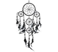 Pink Pineapple Piccolo Dream Catcher Bohemien Fatto a Mano: Acchiappasogni Etico da Appendere Arte da Parete con Piume Nero e Perline con Tradizionale Disegno all'Uncinetto- 12 cm x 35 cm