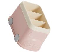 Pink Plastic Multi-Grid Pen Holder Reusable Desktop Stationery Organizer