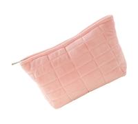 Pink Plush Cosmetic Travel Bag Large Capacity Makeup Organizer Easy Maintenance