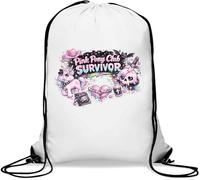 Pink Pony Club Survivor Design Gym Sack Casual Drawstring Bag Bianco