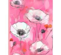 PINK POPPY COMPOSITION NOTEBOOK JOURNAL DIARY DRAWING SKETCH PAD Line Drawing Botanical Floral Nature Art Painting Farmhouse Wild Peach Rose Blush ... College University Women Teen Girl GIFT