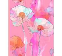 PINK POPPY COMPOSITION NOTEBOOK JOURNAL DIARY DRAWING SKETCH PAD Line Drawing Botanical Floral Nature Art Painting Farmhouse Wild Peach Rose Blush ... College University Women Teen Girl GIFT
