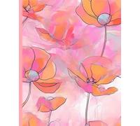 PINK POPPY COMPOSITION NOTEBOOK JOURNAL DIARY DRAWING SKETCH PAD Line Drawing Botanical Floral Nature Art Painting Farmhouse Wild Peach Rose Blush ... College University Women Teen Girl GIFT