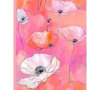 PINK POPPY COMPOSITION NOTEBOOK SELF LOVE WELLNESS JOURNAL DIARY DRAWING SKETCH PAD Pen Ink Botanical Floral Nature Art Wild Peach Rose Blush Flowers ... College Business Entrepreneur Women Teen Girl