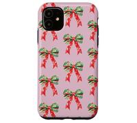 Pink Preppy Christmas Bow Pattern Custodia per iPhone 11