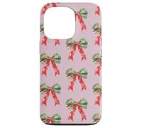 Pink Preppy Christmas Bow Pattern Custodia per iPhone 13 Pro