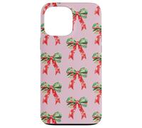 Pink Preppy Christmas Bow Pattern Custodia per iPhone 13 Pro Max