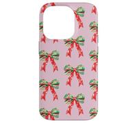 Pink Preppy Christmas Bow Pattern Custodia per iPhone 14 Pro