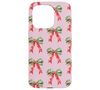 Pink Preppy Christmas Bow Pattern Custodia per iPhone 15 Pro