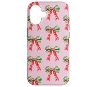 Pink Preppy Christmas Bow Pattern Custodia per iPhone 16