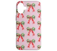 Pink Preppy Christmas Bow Pattern Custodia per iPhone 16 Plus
