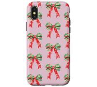 Pink Preppy Christmas Bow Pattern Custodia per iPhone X/XS