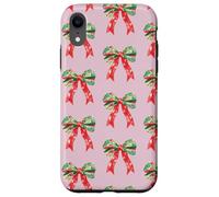 Pink Preppy Christmas Bow Pattern Custodia per iPhone XR