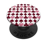 Pink Preppy Playing Cards Suit Symbols Lucky Poker Gambling PopSockets PopGrip Adesivo