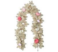 Pink Pumpkin Garland,Fall Maple Leaf Garlands,Realistic Rustic Artificial Maple Leaf Vines,for Halloween,Thanksgiving,Autumn Wedding,Fireplace,Mantel,Table Decor