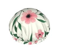 Pink Purple Daisy Flowers Green Leaves Flower Cuffia Da Doccia Per Donna Con Elastici Cuffia Doccia Riutilizzabile Shower Caps Per Spa Salone Hotel