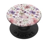 Pink Purple Flower Watercolour Floral Wildflower Cute PopSockets PopGrip Adesivo