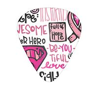 Pink Ribbon Flag Breast Cancer Awareness Confezione da 12 plettri per chitarra, include calibri sottili, medi e pesanti 3 misure per chitarra elettrica Plettri acustici