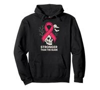 Pink Ribbon Stronger Than Scare Cool Donna Rosa Halloween Felpa con Cappuccio