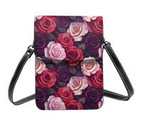 Pink Rose 1 Stampa Piccola Crossbody Borse per le donne, Piccole Borse in pelle Cellulare Cross Body Bag