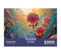 Pink Roses in A Basket A White Porcelain Teapot 1000 Pezzi Cartoncino Premium Set Di Puzzle Red Roses Bouquet Impossibilmente Difficile Sfida Unica Puzzle Per Decorazione Domestica 52x38cm/1000pcs