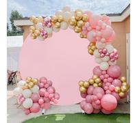 Sfondo rotondo rosa 2,2 x 2,2 m cerchio rosa sfondo fotografico di compleanno per feste baby shower decorazioni di nozze (cornice non inclusa)