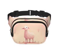 Pink Sheep - Marsupio alla moda con stampa di pecore, unisex, borsa da viaggio alla moda, nero, taglia unica