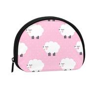 Pink Sheep Print Mini portamonete portatile - Portafoglio in poliestere stampato per piccoli oggetti personali, Nero , Taglia unica