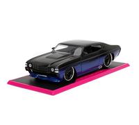 Pink Slips W5 1971 Chevy Chevelle SS - Auto pressofusa con base, giocattoli per bambini e adulti (blu/nero sfumato)