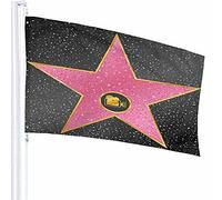 Pink Star Flag Decor 3x5 Ft Movie Fame Reward Honor Performer Attrice Film Cinema Poliestere Motivo stampato Decorazioni per esterni per case e giardini