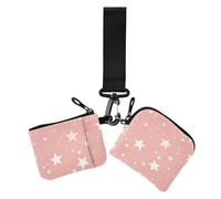 Pink Star - Portamonete doppio porta carte di credito, da donna, con tasca con cerniera, per uso quotidiano, confezione da 2, Stella rosa., 1 size, Casual