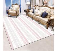 Pink Striped Area Rug 120 x 180 cm Soft Velvet Nonslip Carpet Macchina Washable Indoor Mat for Living Room Bedroom Dining RoomChic Rettangolare Floor Mat