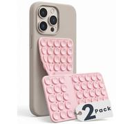 Pink Suction Cup Phone Mount Grip, Double-Sided Sticky Pad for Selfies Videos, Hands-Free Mirror Wall Mount for Smartphones, Pack of 2