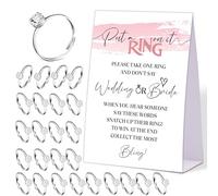 Pink Swash Don't say Bride or Wedding Game, Put a Ring on It Bridal Shower Game con 50 anelli falsi, decorazioni moderne per addio al nubilato, addio al nubilato o forniture per feste di addio al
