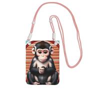 Pink The Silent Monkey Print Small Crossbody Cell Phone Bag, Carino Carry A Mobile Purse Diagonally, per lo shopping, Walking