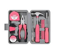 Pink Tool Box Kit - Basic Small Home Tools Set, Combination Storage Box with All-Purpose Tools | DIY and Repair Asentials for Home Garage, Girls Teens Adults, Compact Handy Organizer, Household