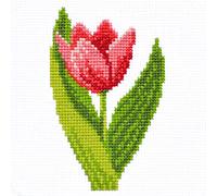 Pink Tulip - Kit per punto croce contato per ricamo a mano, set fai da te per adulti o bambini