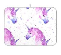 Pink unicorns Dreamy Purple Realm - Tappetino scolapiatti da cucina, piano di lavoro, tappetino assorbente da cucina, 40,6 x 45,7 cm