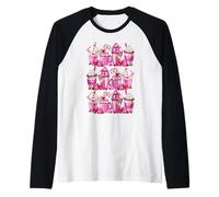 Pink Valentines Latte Graphic for Teacher And Love Couples Maglia con Maniche Raglan