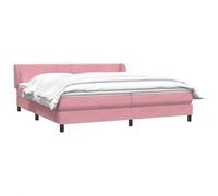 Pink Velvet Upholstered Divan Bed with Pocket Sprung Mattress 180x210 cm, Adjustable Headboard, Slatted Base for Back Support, Comfortable Sleeping and Relaxation, 2 Single Mattresses Included, Rose
