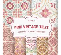 Pink Vintage Tile Scrapbook Paper Pad 8.5x8.5 Boho Mediterranean Mosaic 20 Designs Double Sided 40 Pages for Junk Journaling Card Making Mixed Media: ... Sheets Romantic Coquette Cottagecore