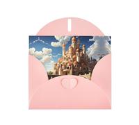 Pink WHJSHOP Anime Castle Sky Prints, biglietto di auguri di alta qualità, carta perlescente su entrambi i lati, effetto perlato, busta di carta perlata