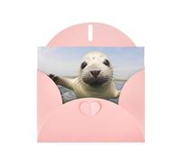 Pink WHJSHOP Baby Seal Play Prints, biglietto di auguri, carta perlescente di alta qualità, double face, effetto perlato, busta di carta perlata