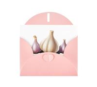 Pink WHJSHOP - Biglietto d'auguri con stampa di spicchi d'aglio, carta perlescente di alta qualità, double face, effetto perlato, busta di carta perlata