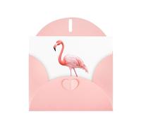 Pink WHJSHOP - Biglietto di auguri con fenicottero che tocca delicatamente l'acqua, carta perlescente di alta qualità, effetto perlato, busta di carta perlata su entrambi i lati