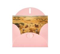 Pink WHJSHOP - Biglietto di auguri con stampa del raccolto di grano, carta perlescente di alta qualità, double face, effetto perlato, busta di carta perlata