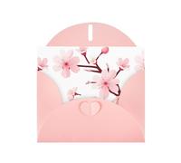 Pink WHJSHOP - Biglietto di auguri con stampa di fiori di ciliegio che cadono - Carta perlescente di alta qualità su entrambi i lati, effetto perlato, busta di carta perlata