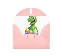 Pink WHJSHOP - Biglietto di auguri con stampa di uova di dinosauro con conchiglie rotte, carta perlescente di alta qualità, double face, effetto perlato, busta di carta perlata