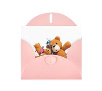 Pink WHJSHOP Broken Bear Toys Prints, biglietto di auguri - Carta perlescente di alta qualità su entrambi i lati, effetto perlato, busta di carta perlata con fibbia d'amore